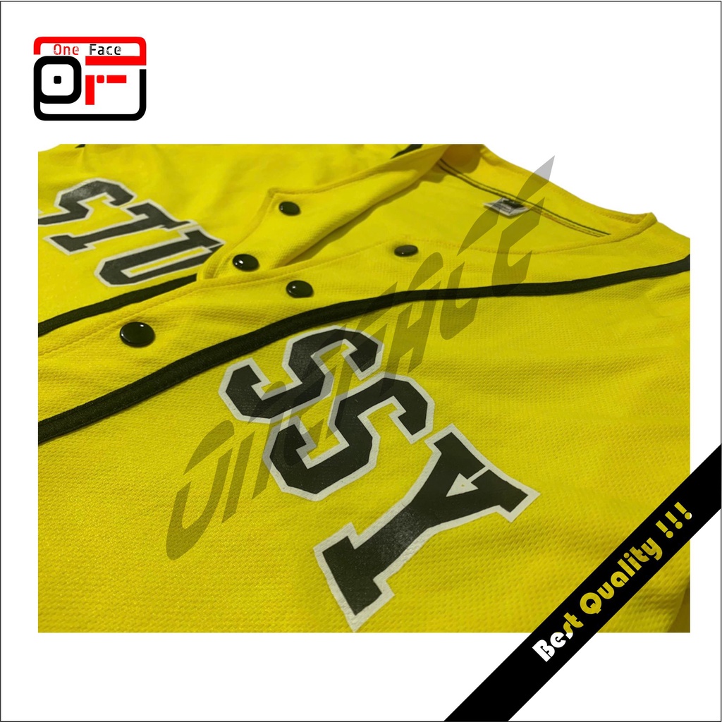 เสื้อเบสบอล-สีเหลือง-พิมพ์ลาย-dtf-stussy-dtf