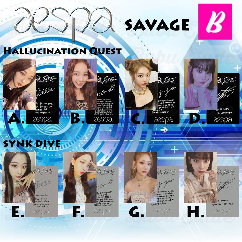 Aespa SAVAGE ALBUM 4 ชิ้น] SYNK DIVE HALLUCINATION QUEST PHOTOCARD
