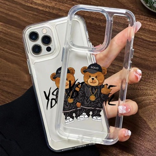 เคสโทรศัพท์มือถือซิลิโคน TPU ใส แบบนิ่ม ลายหมีน่ารัก กันกระแทก สําหรับ IPphone 14 11 13 12 Pro XS Max X XR 78 6S Plus