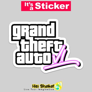 แผ่นสติกเกอร์ไวนิล Gta Grand Theft Auto 6 VI กันน้ํา สําหรับติดตกแต่งเกมเมอร์