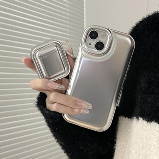 เคสหูฟัง สีเงิน สําหรับ ไอโฟน 14 13 12 11 1 2 3 Pro