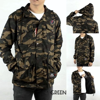 เสื้อแจ็กเก็ต ผ้าแคนวาส แบบหนา ลายพราง สีเขียวทหารอินโดนีเซีย ไซซ์ L XL XXL XXXL ARMY CAMO