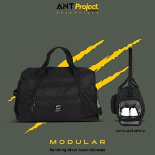 Hitam Ant PROJECT - Duffel Modular Gym Bag - Black - กระเป๋ากีฬา กระเป๋าดัฟเฟิล
