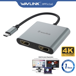 ภาพหน้าปกสินค้าWavlink อะแดปเตอร์ USB-C เป็น Dual 4k HDMI MST Thunderbolt 3 หน้าจอคู่ Plug & Play สําหรับ Pro และอื่น ๆ ที่เกี่ยวข้อง
