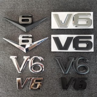 สติกเกอร์โลหะ ลายตราสัญลักษณ์ V6 V6 สําหรับติดตกแต่งรถยนต์ BMW Audi Honda Ford Fiesta Mustang