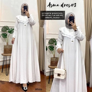 Putih Asma DRESS WD M L XL XXL Get Womens GAMIS (ไม่รวม HIJAB) ชุดเดรสสั้น แขนสั้น ลายดอกไม้ เรียบง่าย สีขาว หรูหรา สําหรับผู้หญิง 2023 เสื้อผ้า