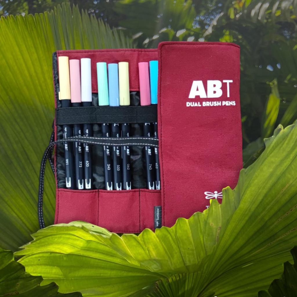 Tombow Roll Up Marker เคส / เคสม้วนสีรุ้ง ปากกาแปรงคู่ / หมุดม้วน