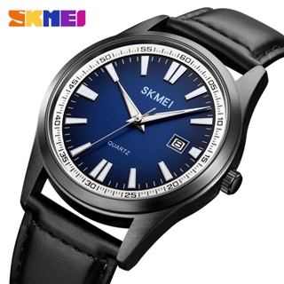 Skmei นาฬิกาข้อมือควอตซ์แฟชั่น สายหนัง กันน้ํา แบรนด์หรู สไตล์นักธุรกิจ สําหรับบุรุษ