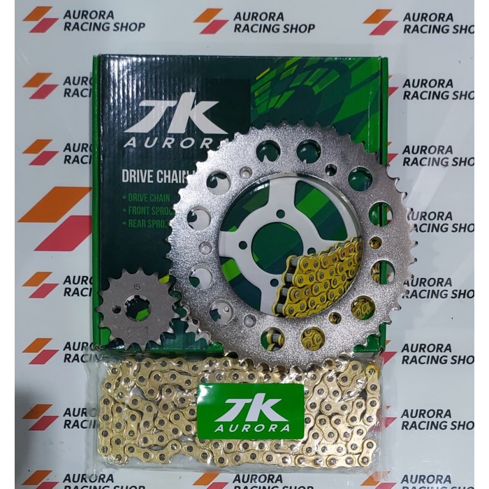 Tk Aurora Gear Set R15 V3 Vixion R & Chain 428h ชุดเกียร์ออโรร่า สีทอง