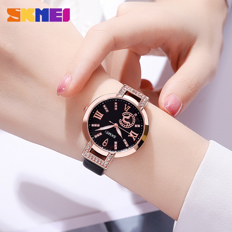 skmei-นาฬิกาข้อมือควอตซ์แฟชั่น-สายหนัง-กันน้ํา-หรูหรา-สําหรับสตรี