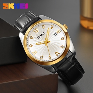 Skmei นาฬิกาข้อมือควอตซ์แฟชั่น สายหนัง กันน้ํา มีปฏิทิน สไตล์นักธุรกิจ สําหรับบุรุษ