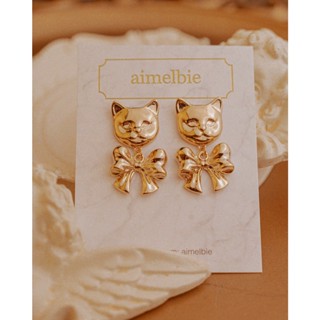 ♥ เครื่องประดับ รูปแอมเมลบี้ สไตล์เกาหลี ♥ Melbie The Cat Series - ต่างหูริบบิ้นน่ารัก