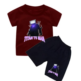 เสื้อยืดแขนสั้น พิมพ์ลาย Titan TV MAN สําหรับเด็กอายุ 1-8 ปี