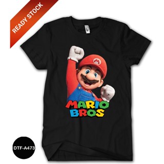 Katun เสื้อยืด ผ้าฝ้าย พิมพ์ลาย Mario Bros Tiedye 24s DTF-A473 สําหรับเด็ก