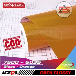 Scotlet Maxdecal orange Glossy 7500- G035 สก๊อตเล็ตรถจักรยานยนต์ สก๊อตเล็ตรถ สก๊อตเล็ตตู้ปลา สก๊อตเล็ตมันวาว สติกเกอร์มันวาว สติกเกอร์กันรอยขีดข่วน สก๊อตเล็ตสีส้ม สีส้ม สติกเกอร์โลหะ Te Body