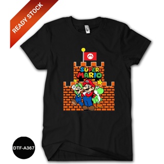 เสื้อยืด ผ้าฝ้าย พิมพ์ลาย Mario Bros 24s DTF-A367 สําหรับเด็ก