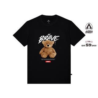 Hitam ใหม่!!! เสื้อยืด พิมพ์ลาย Bear Be Brave สีดํา AADAA
