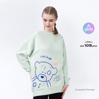 ใหม่!! เสื้อกันหนาว คอกลม สีเขียวอ่อน โอเวอร์ไซซ์ 1E000