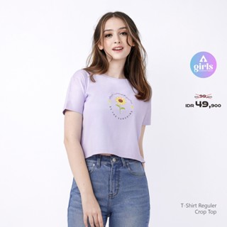 เสื้อยืดครอปท็อป ลาย Claire Lilac Kaos 1B000