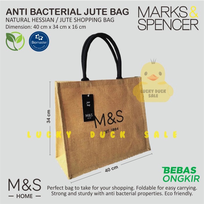Marks Spencer Jute Bag กระเป๋าผ้ากระสอบ ป้องกันแบคทีเรีย M&S Shopee