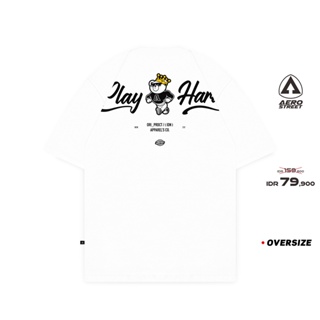 Putih ใหม่!!! เสื้อยืด โอเวอร์ไซซ์ ลาย Play Hard White Kaos FBDAA