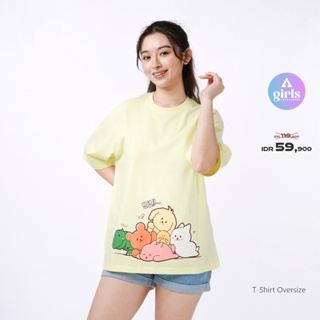 เสื้อยืด โอเวอร์ไซซ์ ลายนกฟีโนเมนอล สีเหลืองอ่อน 1C000