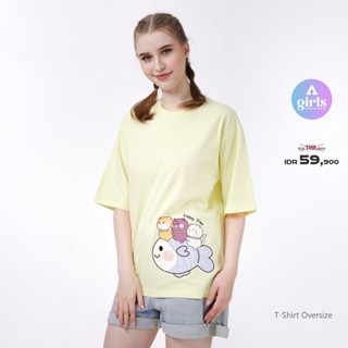 ใหม่!!! เสื้อยืด โอเวอร์ไซซ์ พิมพ์ลาย Fish Light Yellow Kaos 1C000