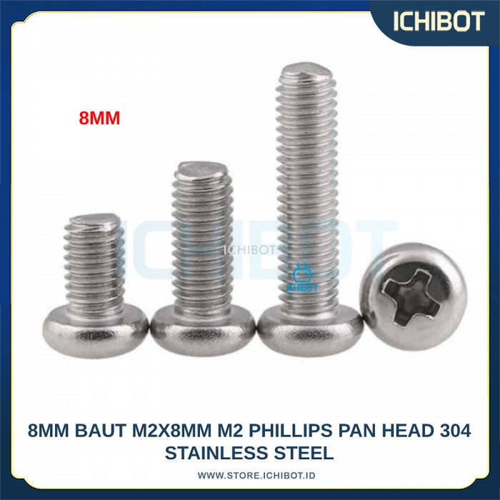 8 มม. Bolt M2x8 มม. M2 Phillips Pan Head 304 สแตนเลส | Shopee Thailand