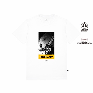 Putih ขายดีที่สุด !! เสื้อยืด พิมพ์ลาย Replay สีขาว ABCAA