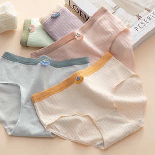 กางเกงชั้นใน ผ้าฝ้ายแท้ ระบายอากาศได้ดี สีพื้น แบบเรียบง่าย สไตล์ญี่ปุ่น สําหรับเด็กผู้หญิง