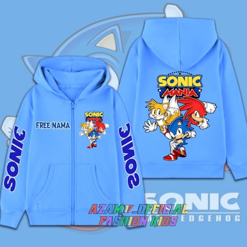 SONIC THE HEDGEHOG CHILDRENS HOODIE JACKET ฟรีชื่อ ทีม SONIC CHILDRENS  ZIPPER JACKET