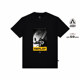 Hitam ใหม่!!! เสื้อยืด พิมพ์ลาย Replay สีดํา AACAA