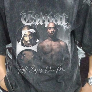 เสื้อยืด โอเวอร์ไซซ์ พิมพ์ลาย Tupac Shakur All Eyes On Me 2 Tupac Shakur Mineral Wash โอเวอร์ไซซ์