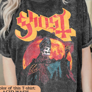 เสื้อยืด พิมพ์ลายวง Ghost Metal | เสื้อยืด ขนาดใหญ่ พิมพ์ลายผี สไตล์วินเทจ 08