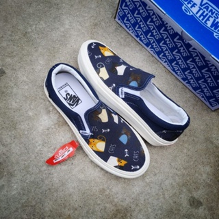 Vans SLIPON NAVY CAT Beat รองเท้าลําลอง พรีเมี่ยม นําเข้า หรูหรา สําหรับผู้หญิง