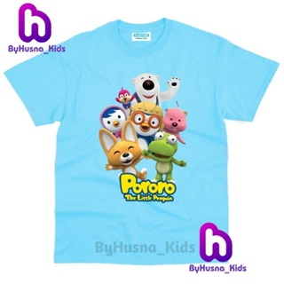 เสื้อยืด พิมพ์ลาย PORORO THE LITTLE PENGUIN PORORO วัสดุพรีเมี่ยม สําหรับเด็กวัยหัดเดิน เด็กผู้ชาย และเด็กผู้หญิง