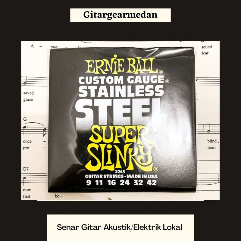Lokal Ernie BALL CUSTOM GAUGE สายกีตาร์โปร่ง และไฟฟ้า สเตนเลส Shopee