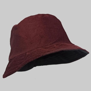 หมวกบักเก็ต ผ้าลูกฟูก ลาย Coduroy-Kodurai Kurung Maroon Maroon KPOP