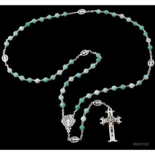 St Benedicts Amazonite ลูกประคําหินคาทอลิก 6 มม.