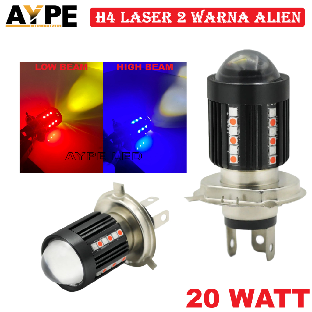 H4 LASER 30 LED MOTORCYCLE MAIN ไฟ LED ALIEN MODEL H4 LED LASER 2 สี HI ...