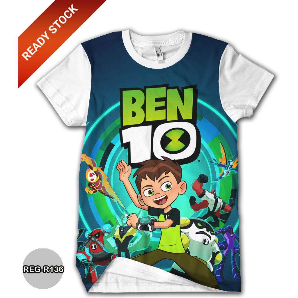 เสื้อยืด-พิมพ์ลายการ์ตูน-ben-10-alien-force-สําหรับเด็ก-reg-r136