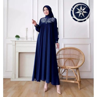 Hitam GAMIS TERBARU AMANDA DRESS BC M L XL XXL LD 110 ชุดเดรส ปักลาย GAMIS Brocade OVERSIZE หรูหรา สีดํา สําหรับผู้หญิง ผู้ใหญ่ โมเดล