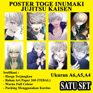 Toge โปสเตอร์ ลายการ์ตูนอนิเมะ INUMAKI jujitsu kaisen ขนาด A6 A5 และ A4 1 ชุด 8 ชิ้น