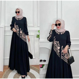 Hitam GAMIS TERBARU Dannisa DRESS CB SIZE M L XL XXL ชุดเดรส ปักลาย APK Sogan GAMIS สีดํา สําหรับผู้หญิง | ชุดเดรสเชิญชาวมุสลิม สไตล์เกาหลี สําหรับผู้หญิง