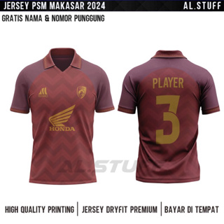 เสื้อกีฬาแขนสั้น ลายทีม PSM Home Jersey 2023 2024 พรีเมี่ยม ติดตั้งฟรีชื่อ และหมายเลขหลัง