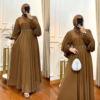 Gamis ชุดเดรสสั้น ปักเลื่อม หรูหรา สไตล์เกาหลี เรียบง่าย สีกรมท่า สําหรับผู้หญิง ผู้ใหญ่ CB M L XL XXL LD 110-FRIENDLY BABYDOLL APK