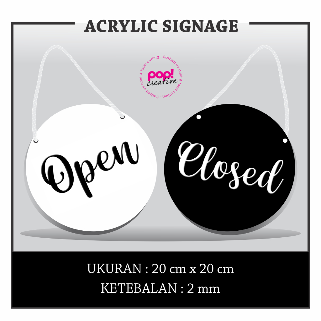 Open CLOSED Acrylic Signage/Reversible Acrylic Board ROUND Office ร้าน ...