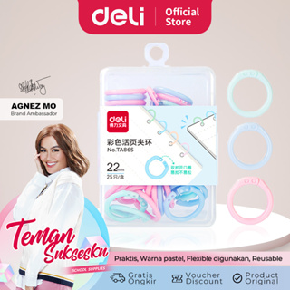 Deli แหวนพลาสติก สีพาสเทล ยืดหยุ่น สําหรับสมุดโน้ตบุ๊ก TA86X