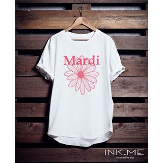 เสื้อยืด พิมพ์ลายดอกไม้ Mardi MERCREDI สไตล์เกาหลี