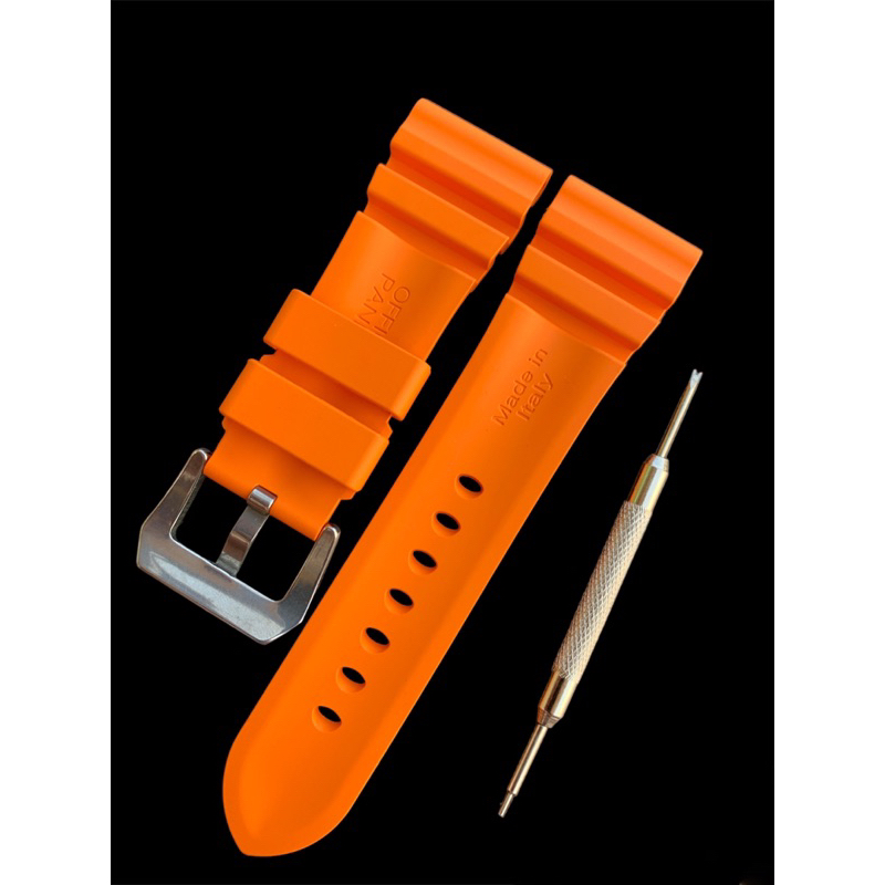 panerai-สายนาฬิกาข้อมือยาง-สีส้ม-ขนาด-24-มม